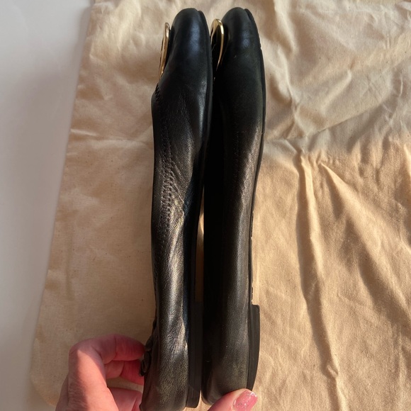 Tory Burch Black Flats with Gold Logo - Picture 7 of 11